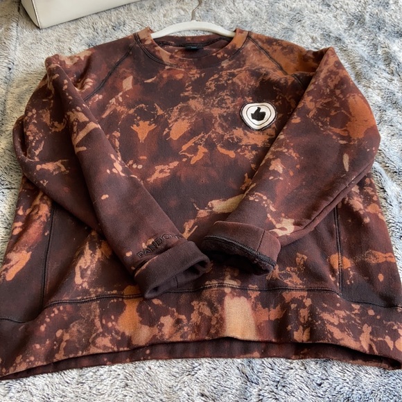 Reverse Tie Dye Bleach Dye Crewneck Crop Vintage - Picture 12 of 16